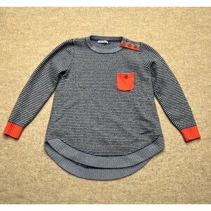 Zaket & Plover Merino Wool Blend Crewneck Blue Striped Sweater Size XS